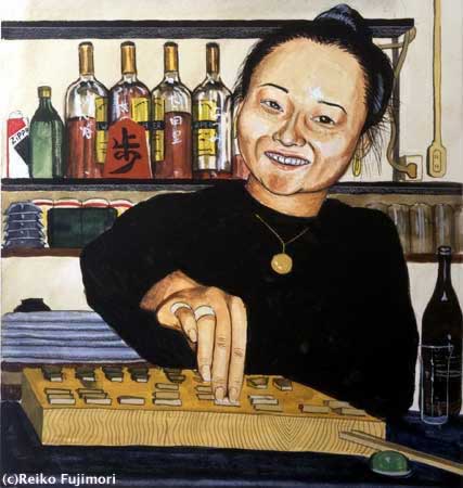 Mama of Ichifu bar on the Golden street